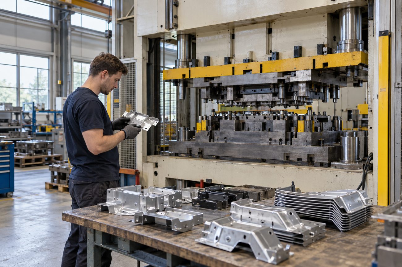 Tryout-Presse mit gestanzten Blechteilen